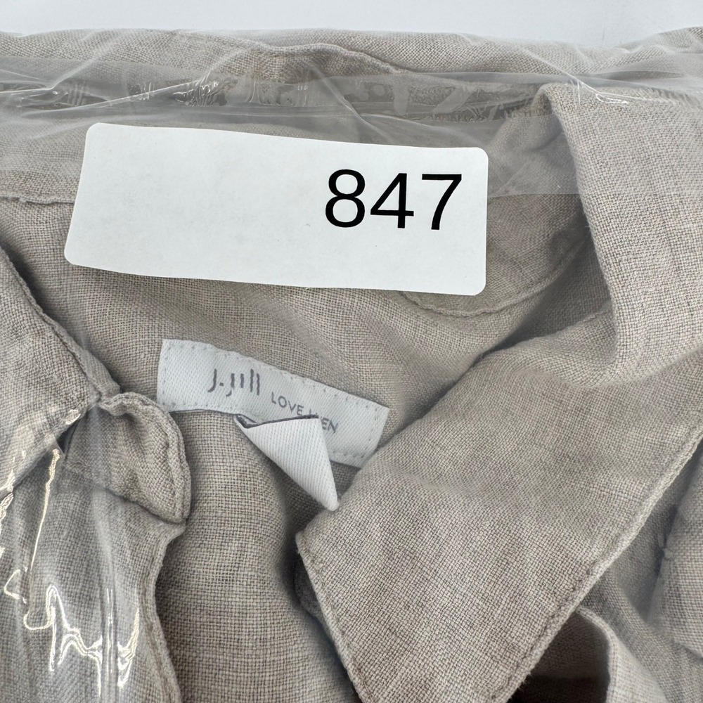 J.Jill Love‎ Linen Sharkbite Tunic Top Beige Oatmeal V-Neck Petite Medium PM - Picture 11 of 11